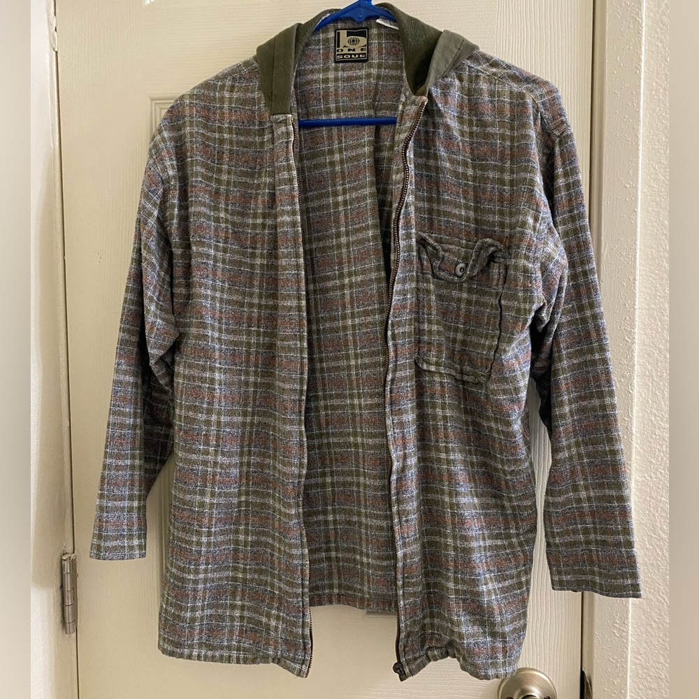 Green checkered hooded flannel